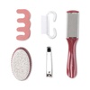 image:imageJAPONESQUE 6Pieces Value Pedicure Set Includes  Toenail Clipper Metal Callus Smoother Exfoliating Pumice Stone Scrub Brush amp 2 Toe Separators