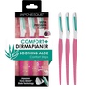image:imageJAPONESQUE Dermaplaner with Soothing Aloe Comfort Strip  Skin Tool with Ultra Precision Blade for Facial Hair Removal and Exfoliation 3pk