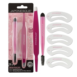 image:imageJAPONESQUE Brow Builder Kit  Includes Lamination Spatula 5 Brow Stencils and Brush for Gels Waxes and Eyebrow Makeup