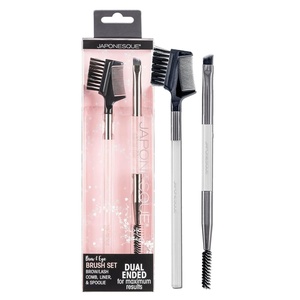 image:imageJAPONESQUE Brow amp Eye Brush Set Includes BrowLash Comb to Separate Lashes Angled Liner Brush for Brow Filler Application Spoolie to Smooth