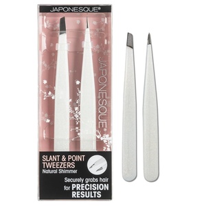 image:imageJAPONESQUE Slant and Point Tweezers Set for Defining and Shaping Brows Made with HandSharpened Stainless Ideal for TravelNatural Shimmer Set