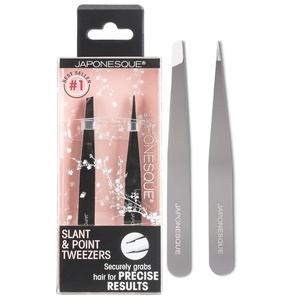 image:imageJAPONESQUE Slant and Point Tweezers Set for Defining and Shaping Brows Made with HandSharpened Stainless Ideal for TravelStandard Set