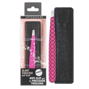 image:imageJAPONESQUE Soft Touch Slant Tweezer with Precision Crafted Hand Sharpened Tips for Shaping and Defining Brows Includes Protective Storage Pouch